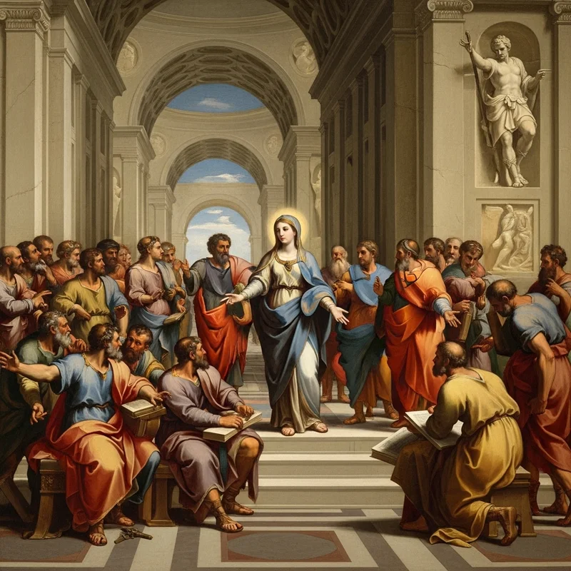 Święta Katarzyna Aleksandryjska: Mądrość i męczeństwo. - Mądrość w służbie wiary – legendarna dysputa z pięćdziesięcioma filozofami.