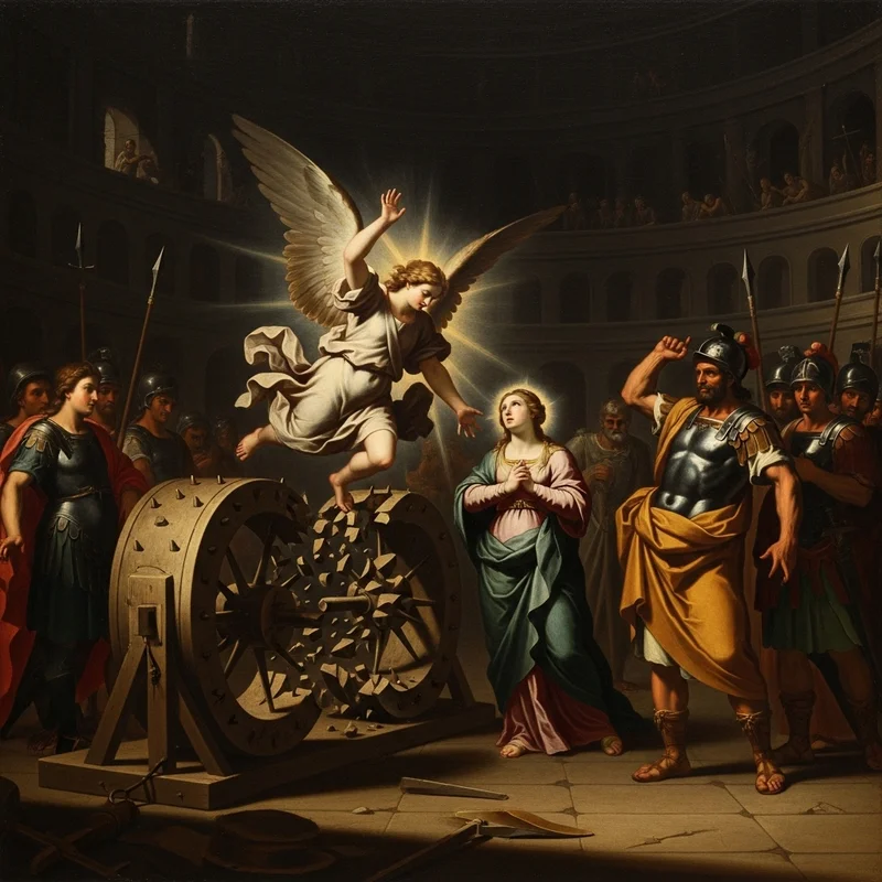 Święta Katarzyna Aleksandryjska: Mądrość i męczeństwo. - Koło, które miało łamać, a które złamał anioł. Droga męczeństwa Katarzyny.