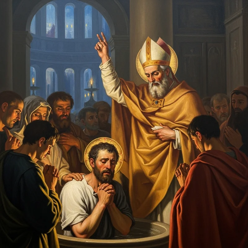 Święty Ambroży z Mediolanu: Biskup, który ochrzcił Augustyna. - Chrzest, który zmienił historię Kościoła: Augustyn przyjmuje wiarę z rąk Ambrożego